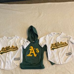 Oakland A’s Kids Hoodie & 2 Jerseys, Size YS